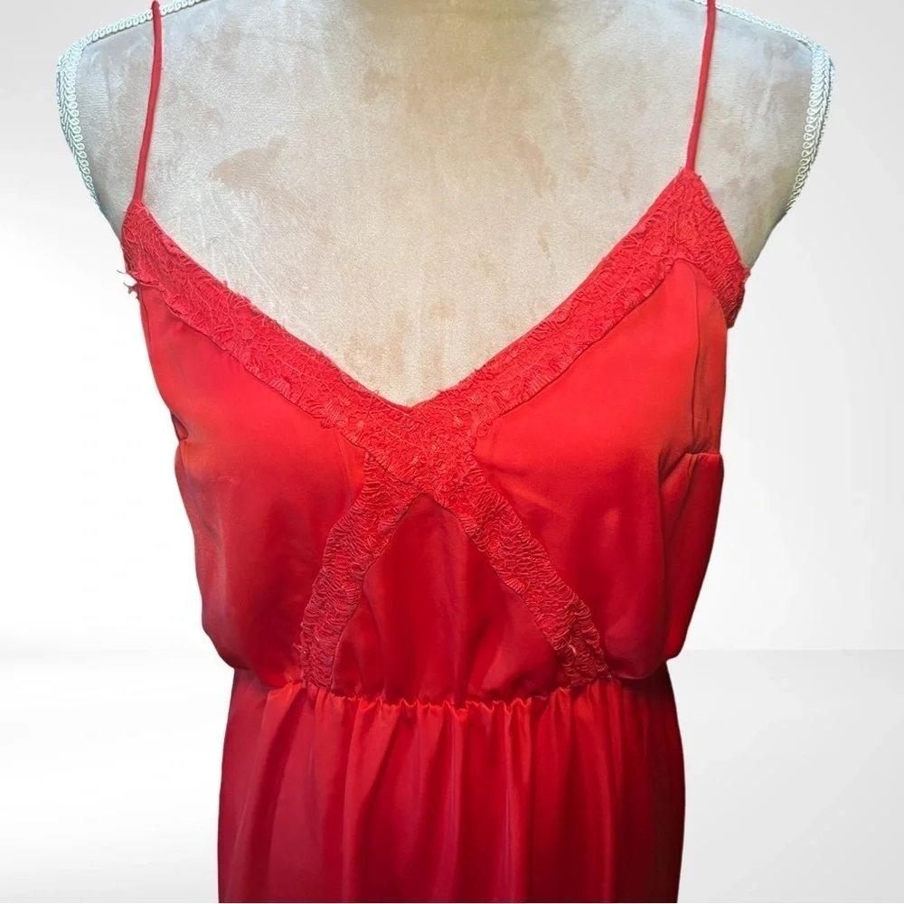 ASOS Red Slip Dress with Elastic Waist and Lace Details EUC Size XS​​​​​​ - Picture 5 of 8